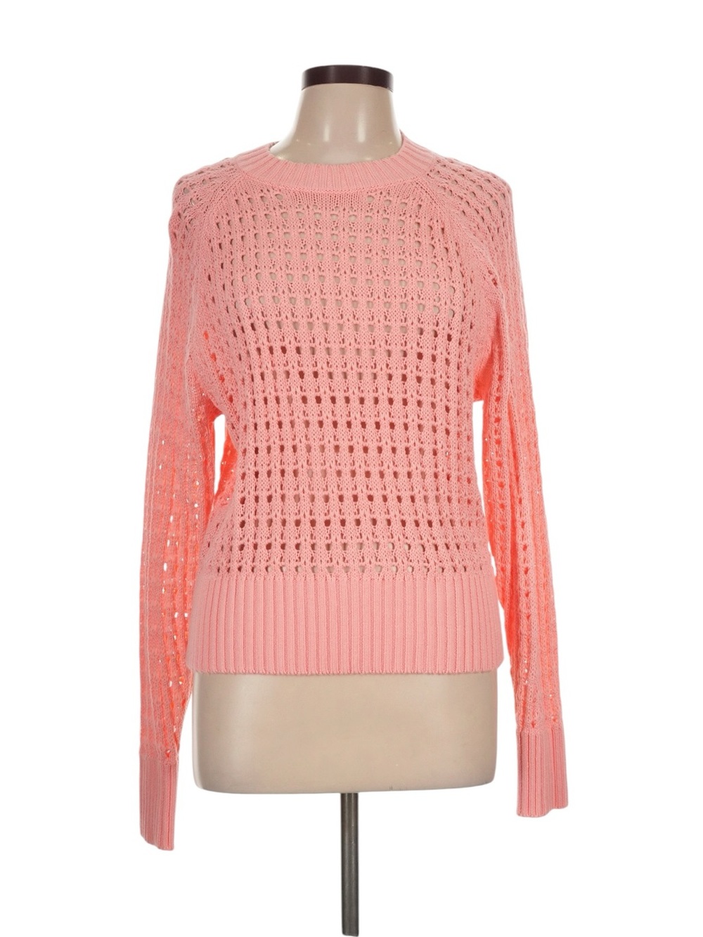 J. Crew Pointelle Crewneck Sweater Size Large Pink Summer Beach Bonfire NWT